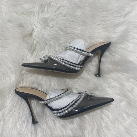 Mach and Mach Diamond of Elizabeth Imitation Pearl pointed toe‎ mule size 39 - Picture 7 of 15